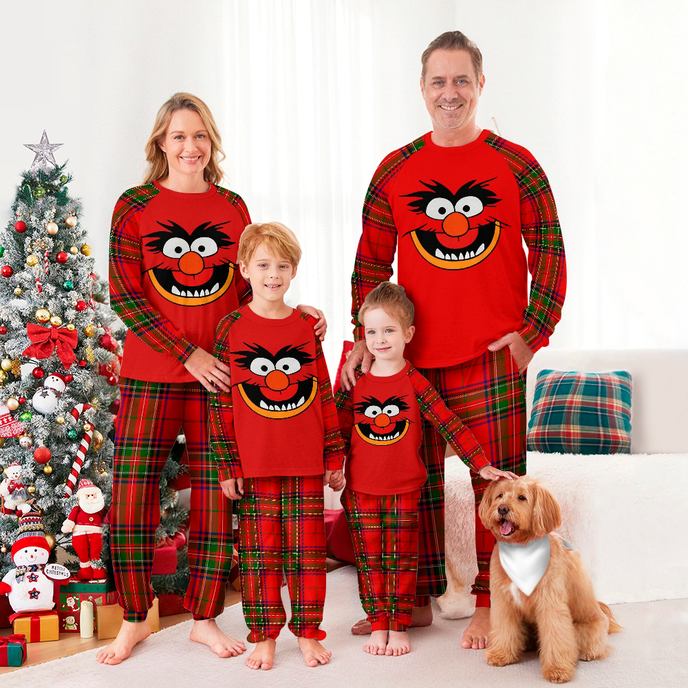 Retro Pop Culture Muppet Face Family Christmas Pajamas Set