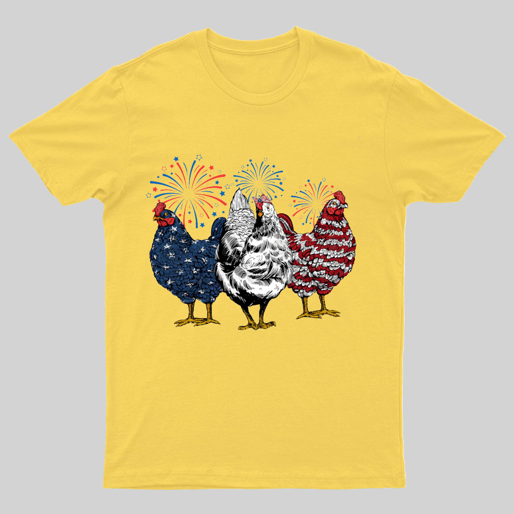 Patriotic USA Chicken Retro American 4th Of July Nerdy T-Shirt