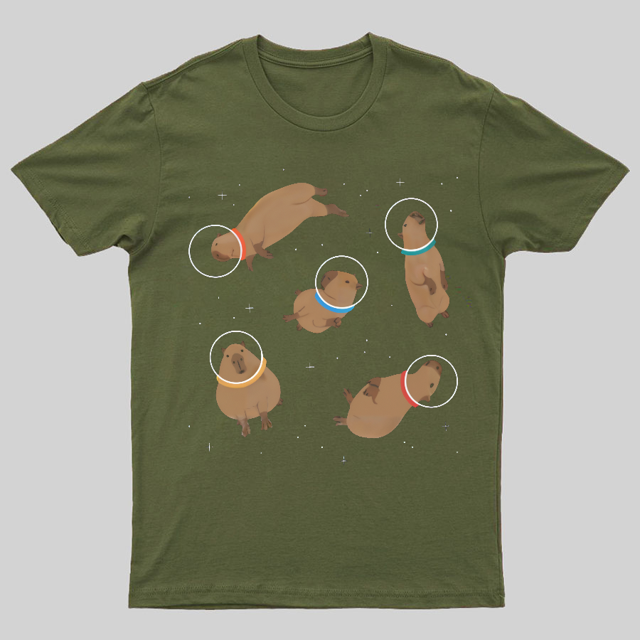 Capybara in Space Funny Geeky T-Shirt