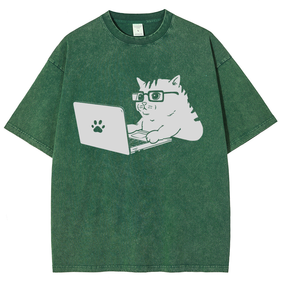 Cats & Computers Vintage Distressed T-shirt