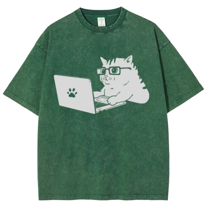 Cats & Computers Vintage Distressed T-shirt