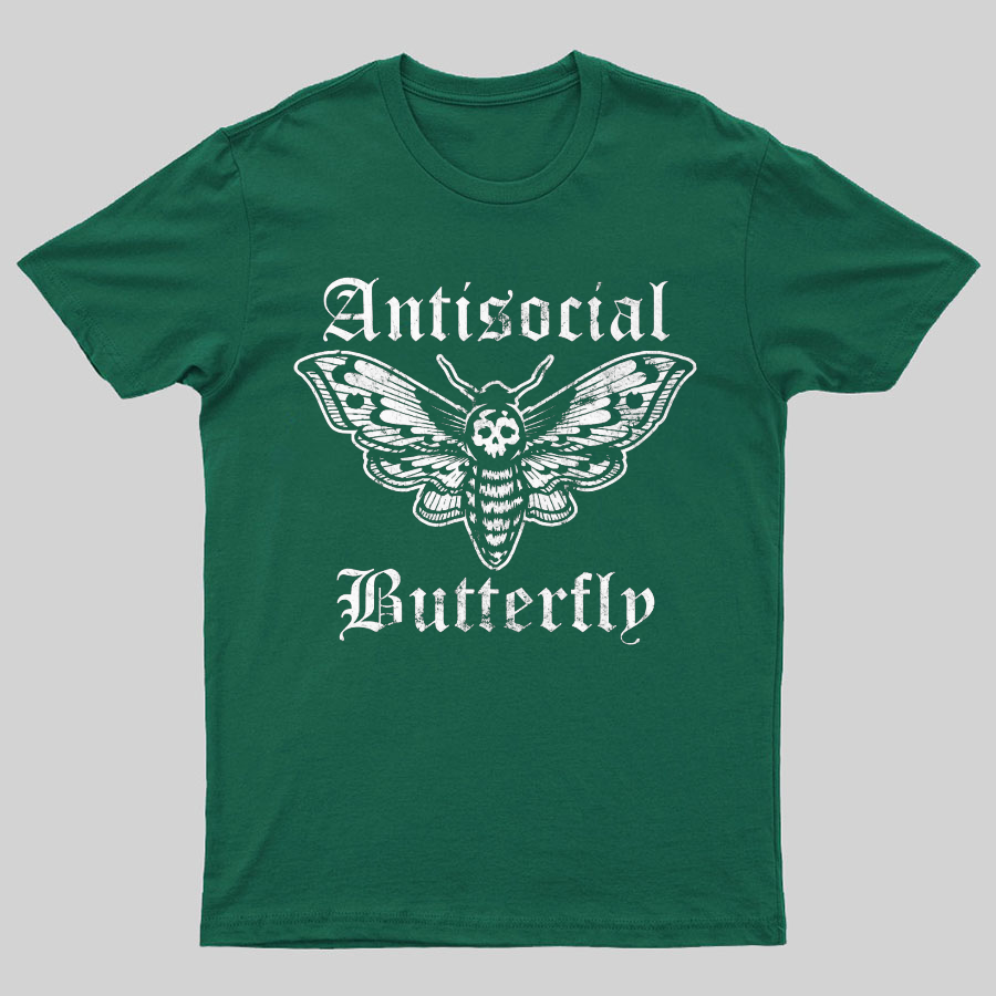 Funny Antisocial Butterfly Geeky T-Shirt