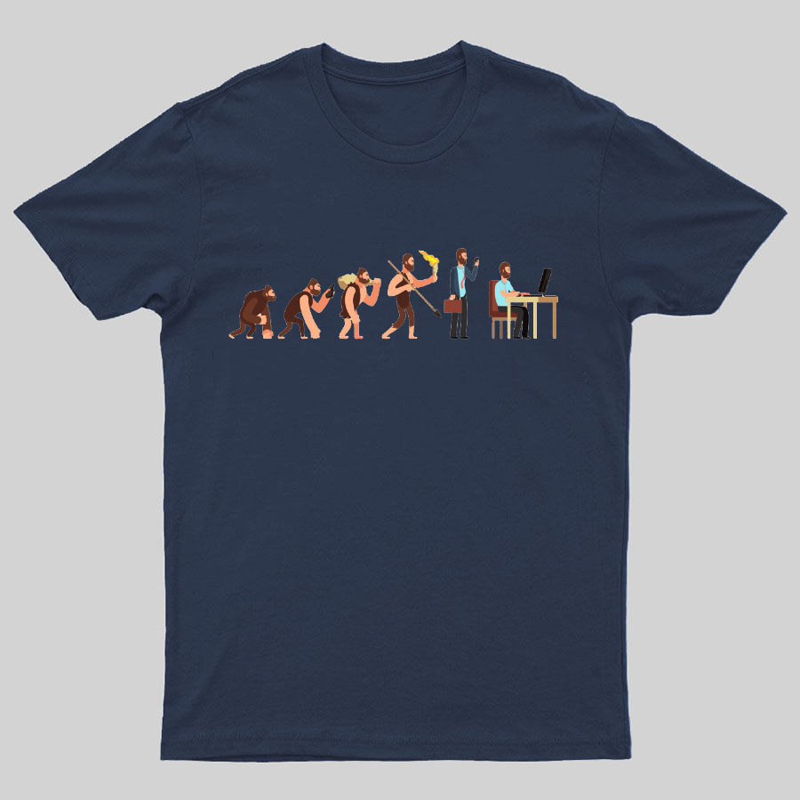 Human evolution From monkey to businessman and computer user Geeky T-Shirt