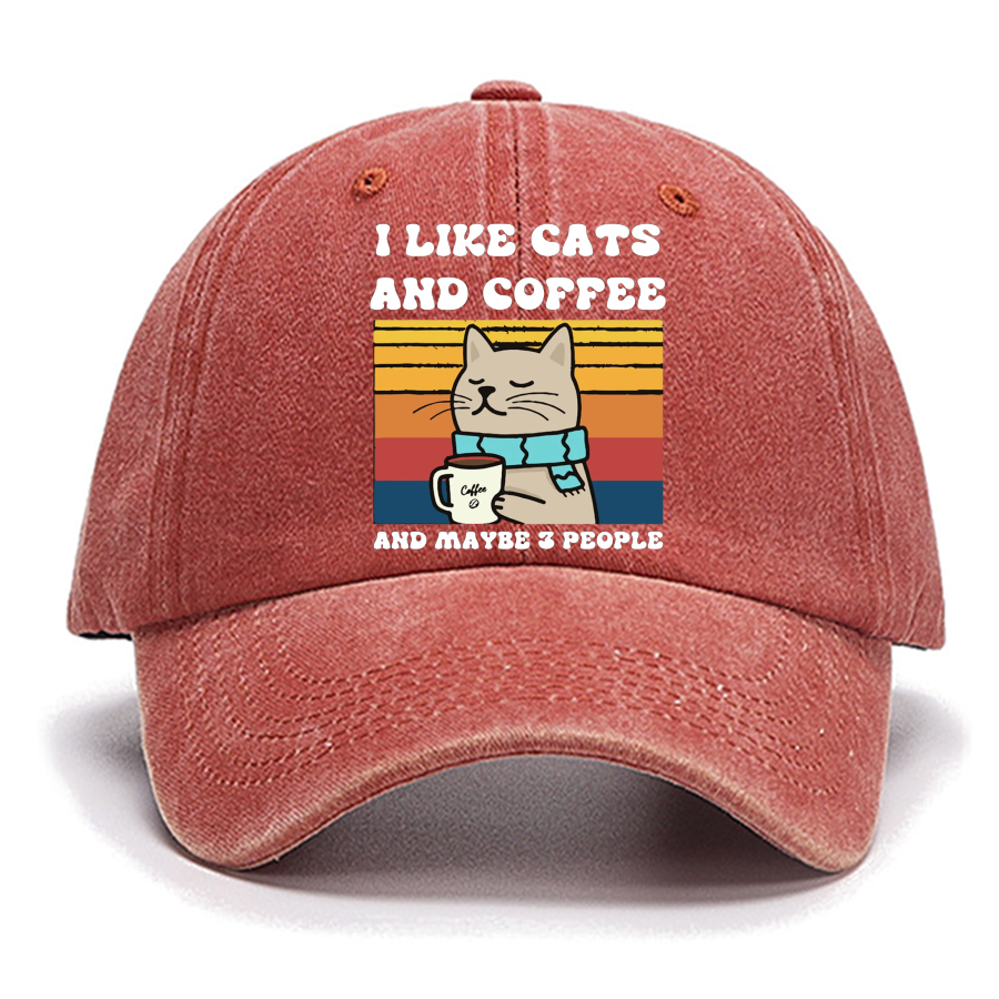 I Like Cats And Coffee And Maybe 3 People Funny Nerd Cotton Hat