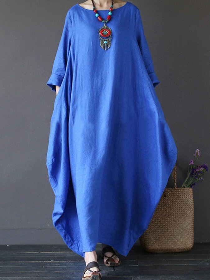 Women's cotton and linen loose plus size dress