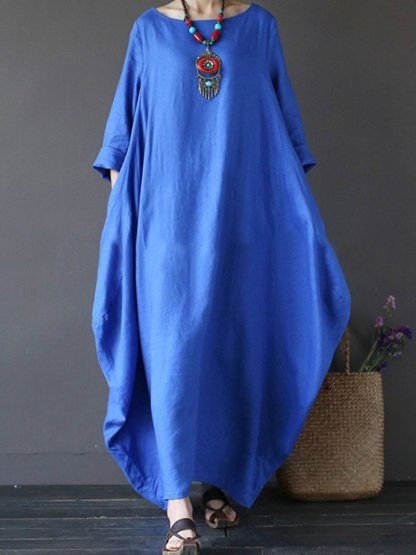 Women's cotton and linen loose plus size dress