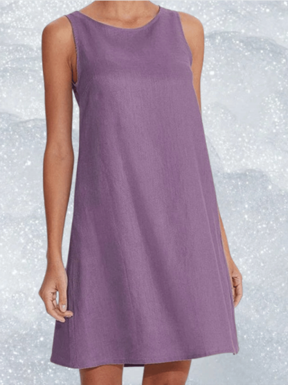 Women's Solid Color Elegant Cotton Linen Dress