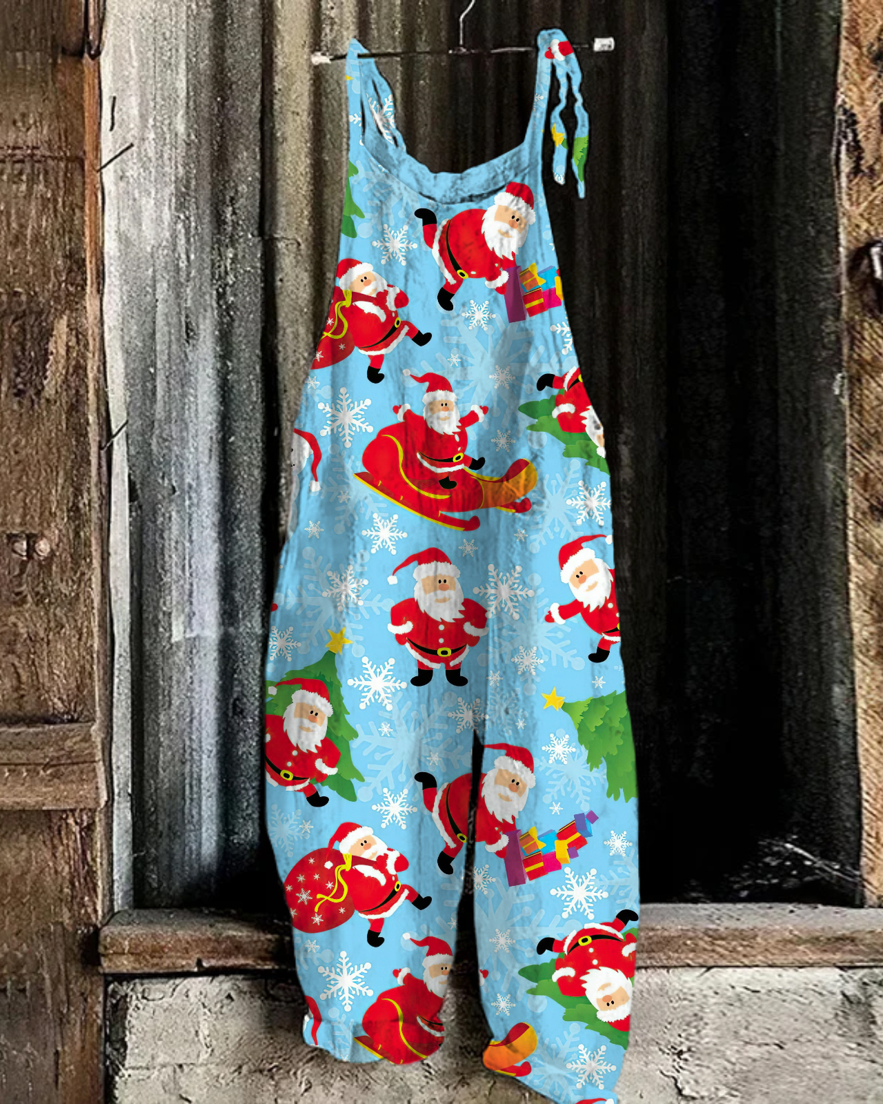 Christmas print casual jumpsuit