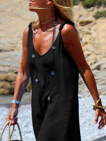 Loose Fit Sleeveless Casual Wide Leg Jumpsuit