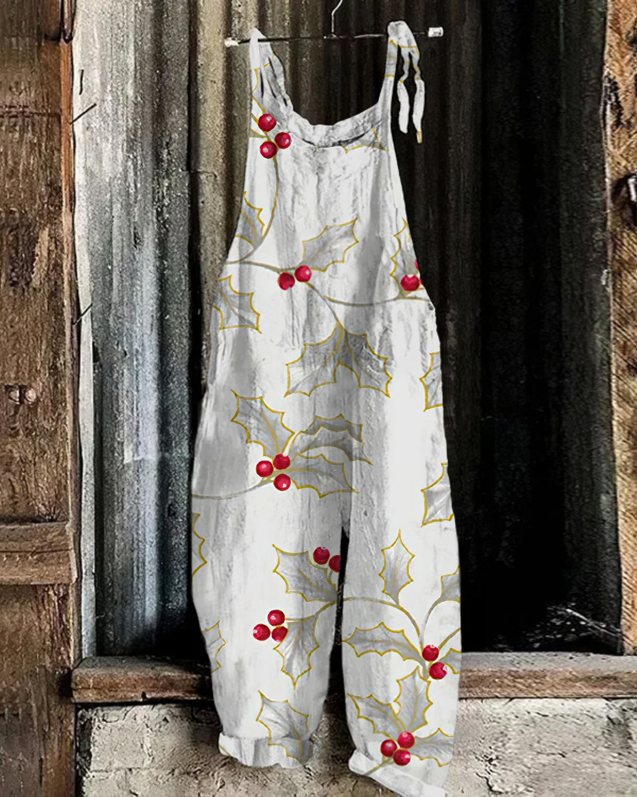 Christmas print casual jumpsuit
