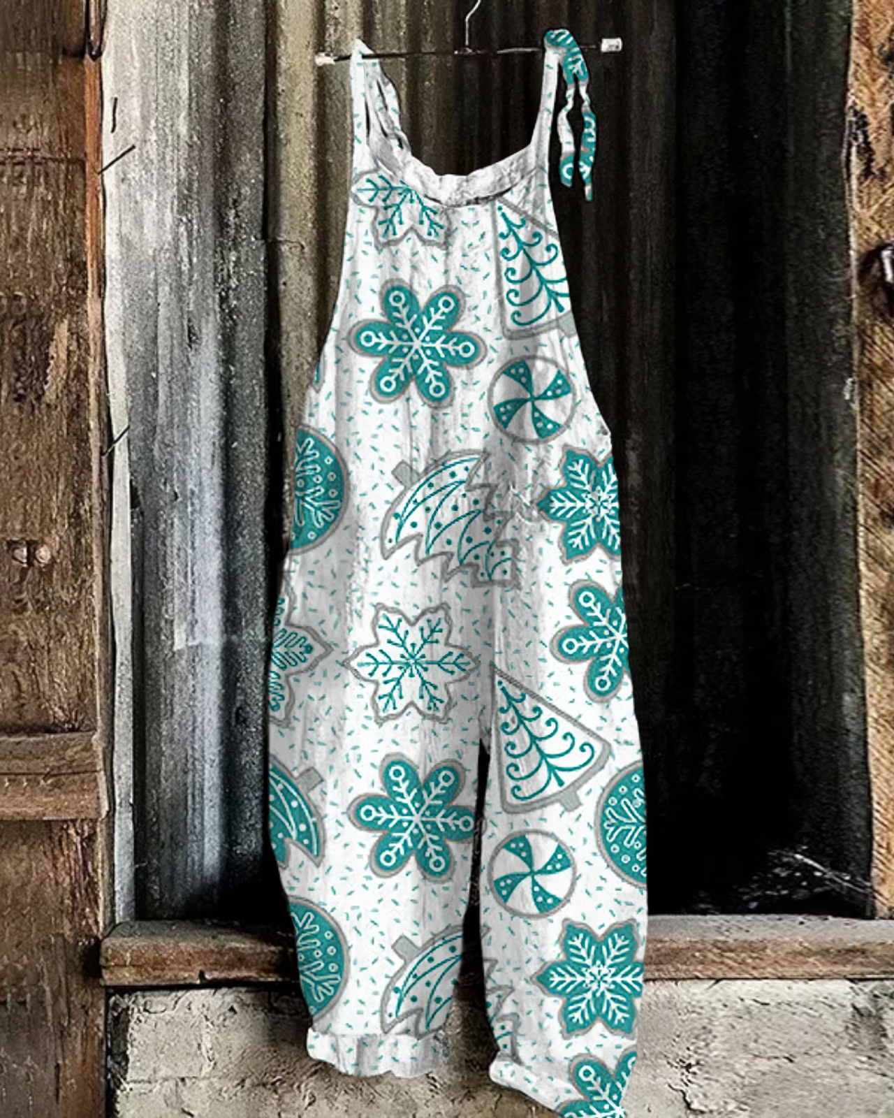 Christmas print casual jumpsuit