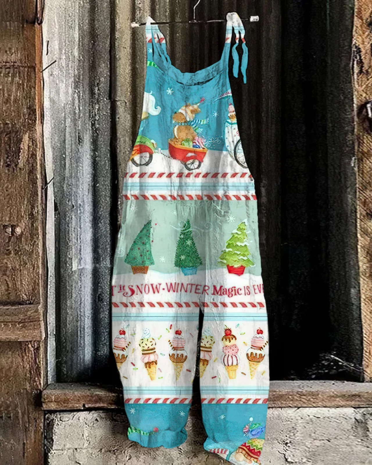 Christmas print casual jumpsuit