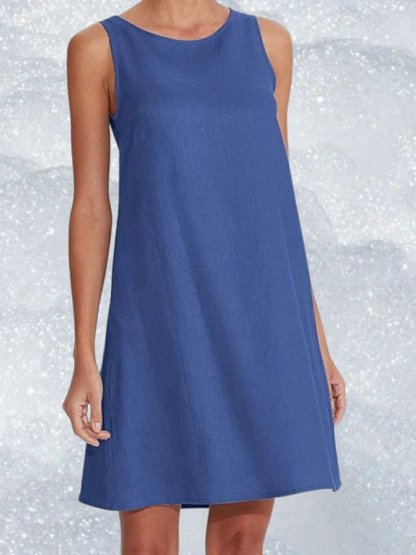 Women's Solid Color Elegant Cotton Linen Dress