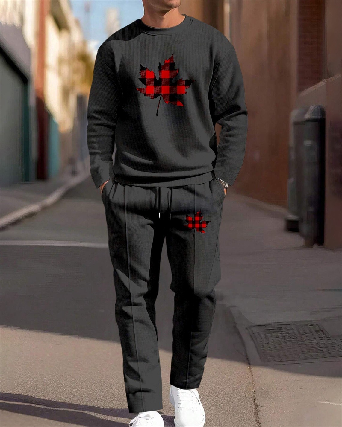 Fashion Casual Round Neck Long Sleeve Shorts Two-Piece Suit