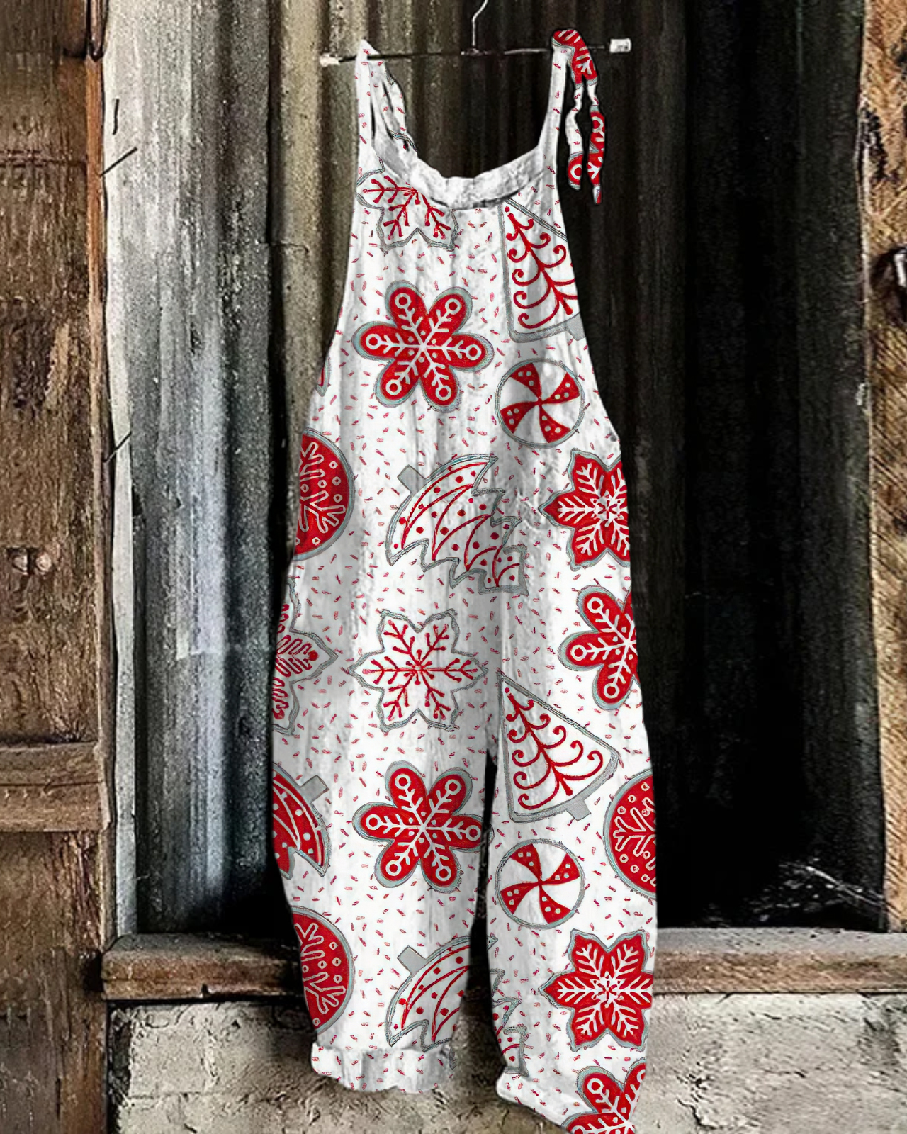Christmas print casual jumpsuit
