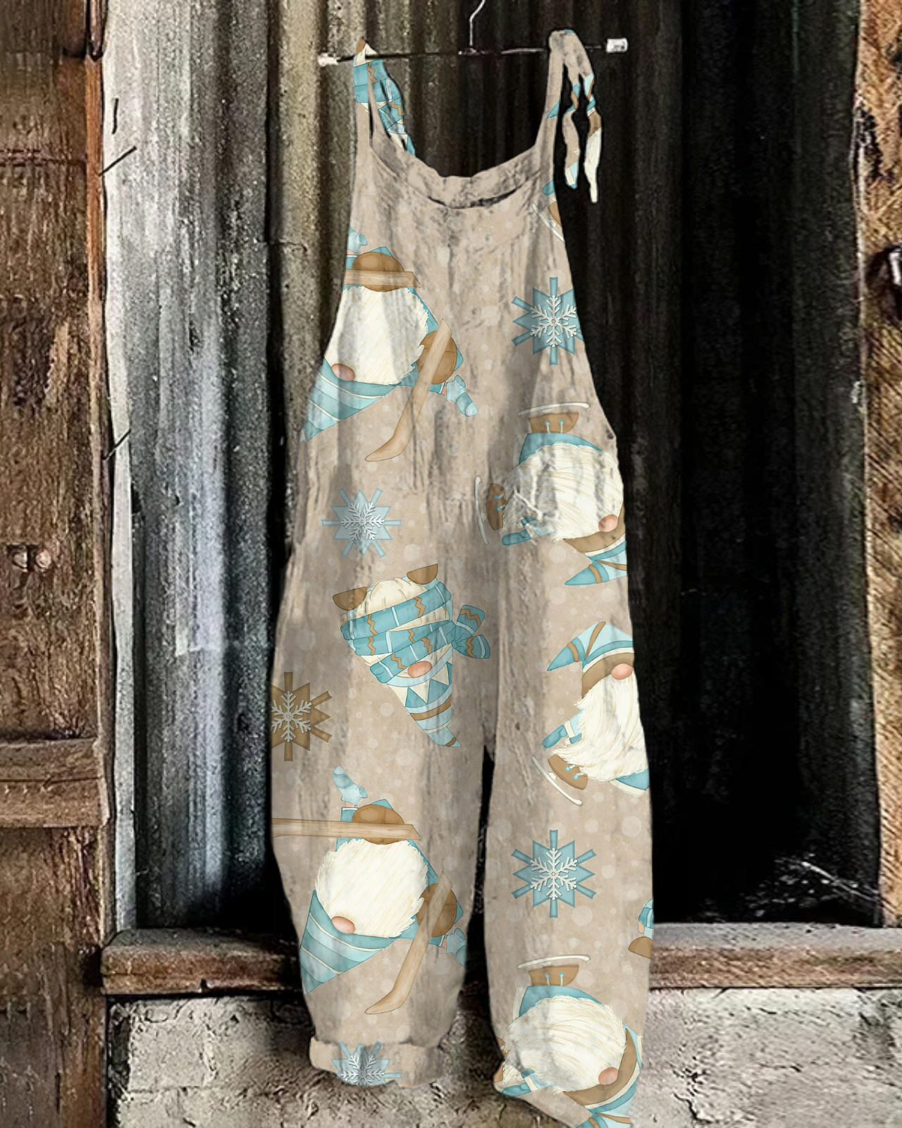 Christmas print casual jumpsuit
