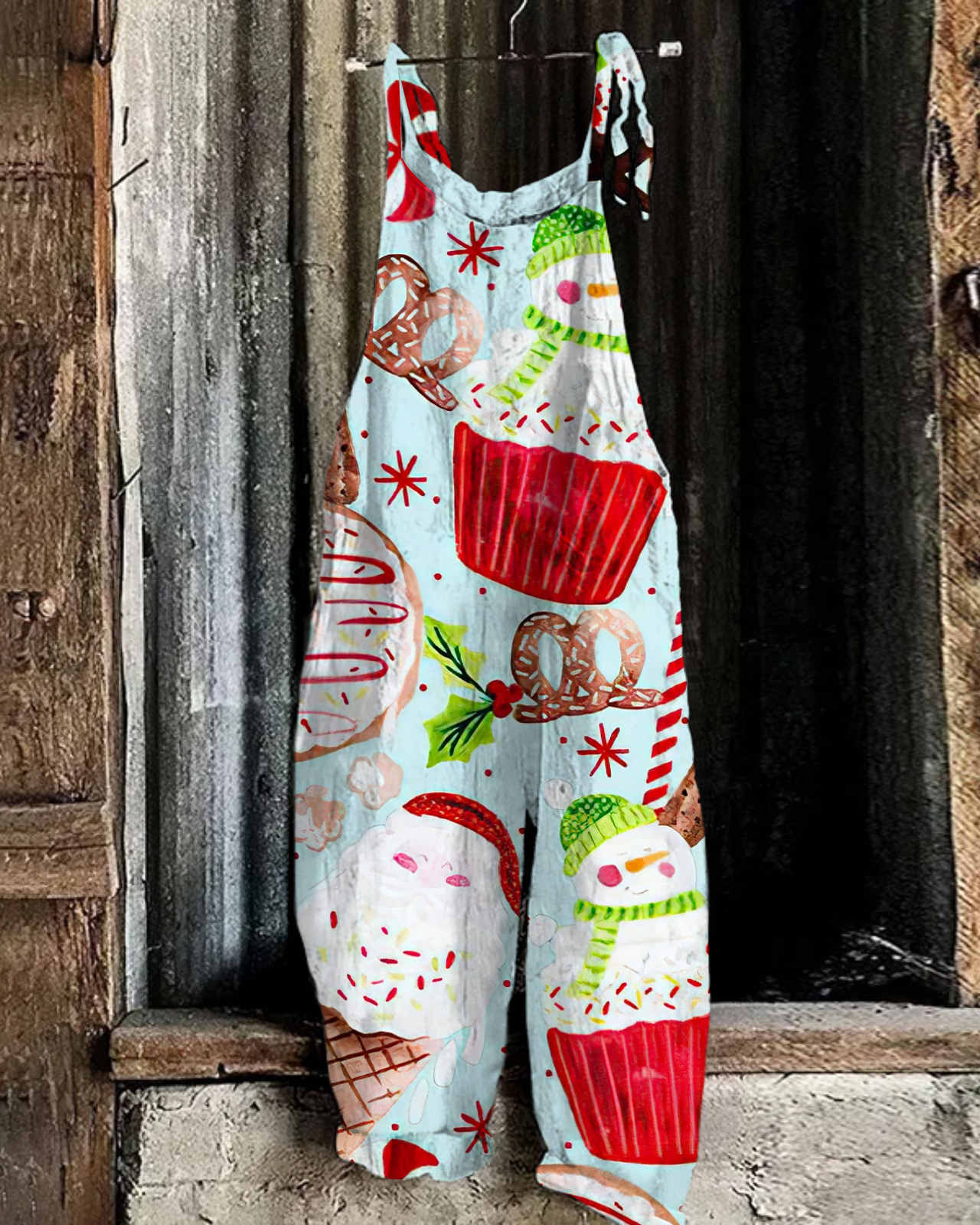 Christmas print casual jumpsuit