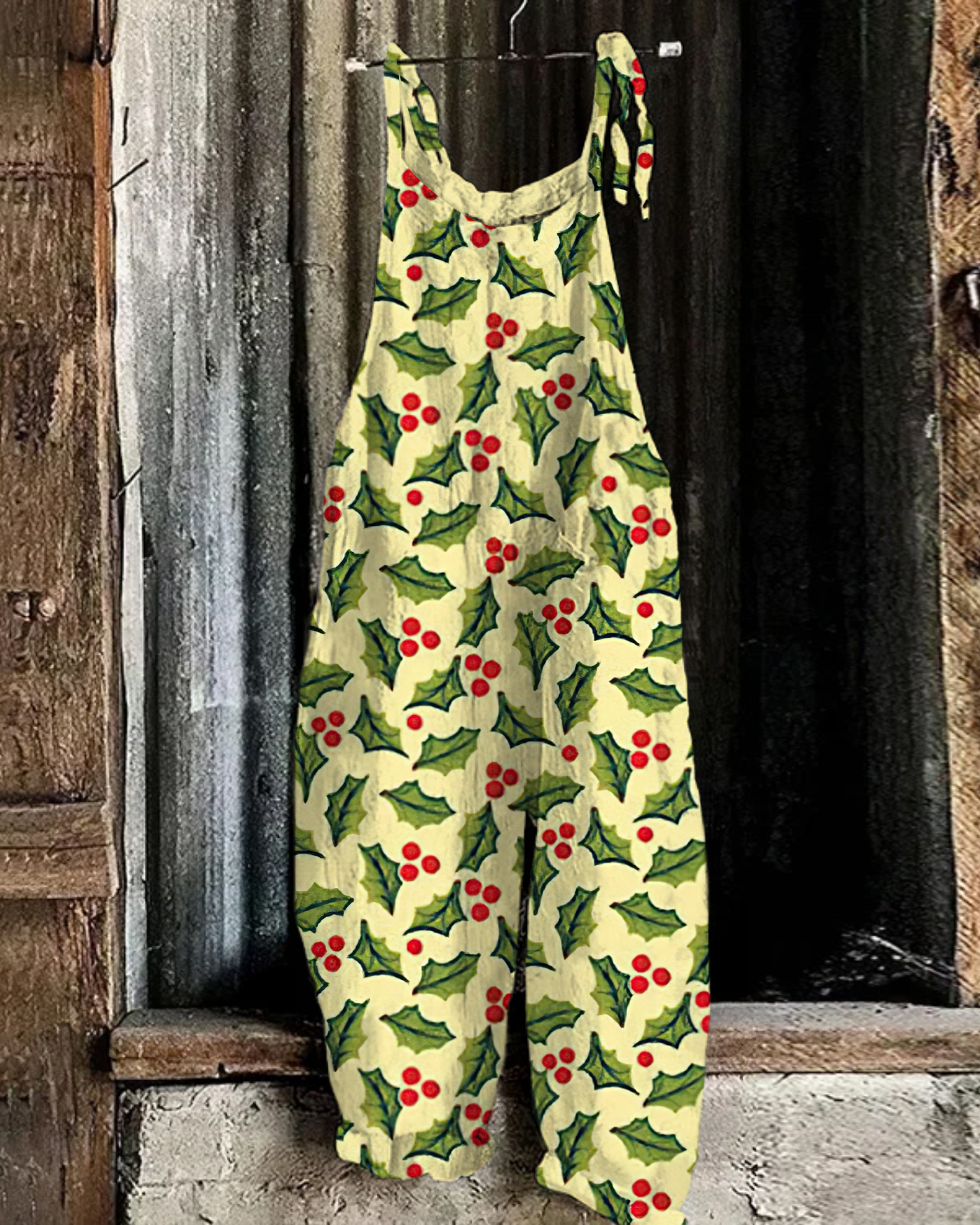 Christmas print casual jumpsuit
