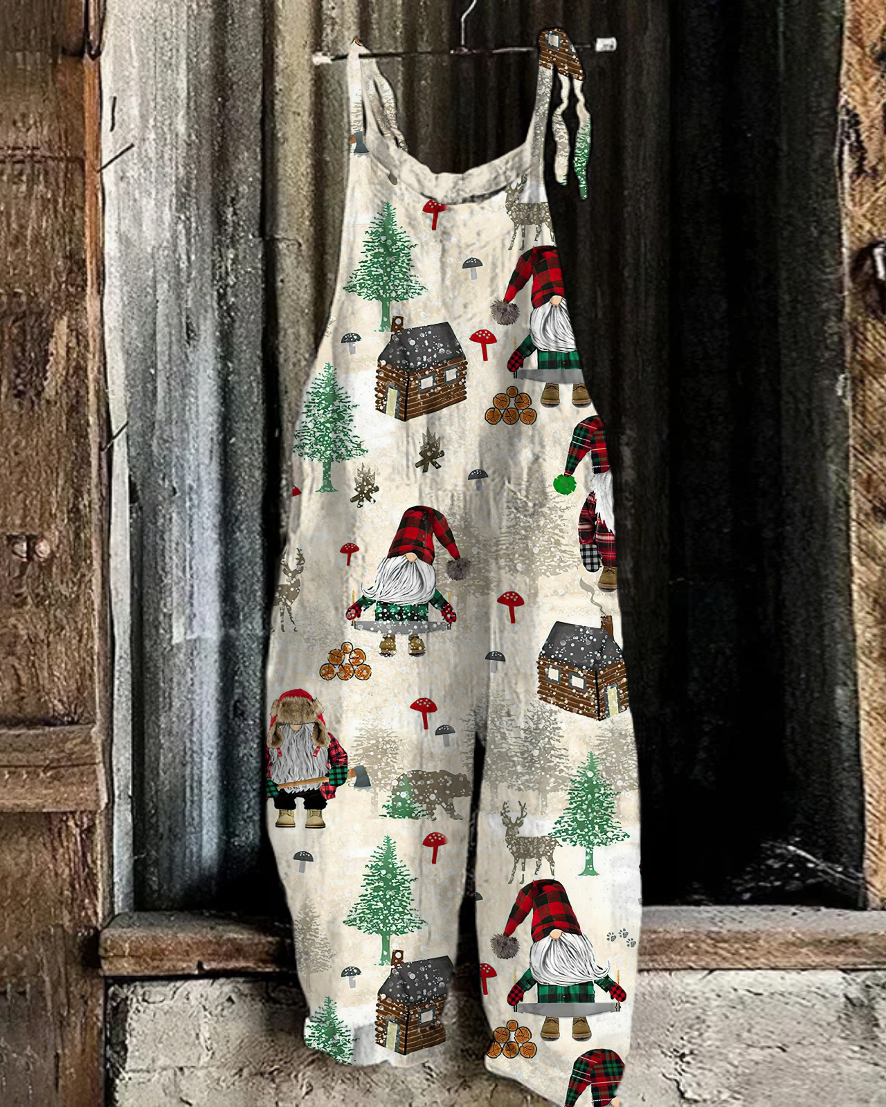 Christmas print casual jumpsuit