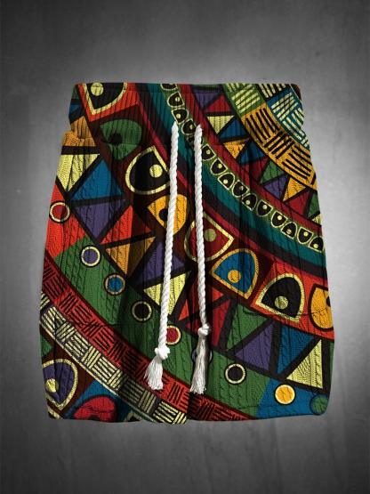 Men's V Neck Luxurious Textured Print Shorts Set 277