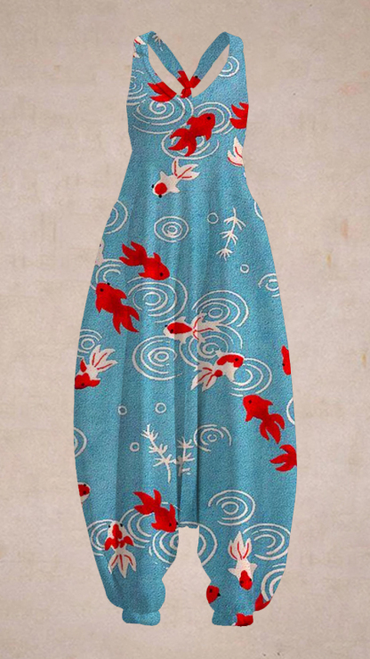 Women's Chicken Painting Printed Sleeveless Harem Jumpsuit