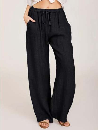 Women's casual cotton linen loose trousers