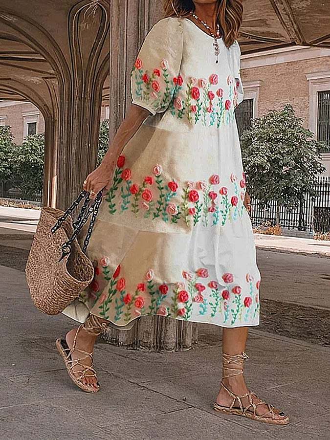 Women's Floral Print Vintage Dress