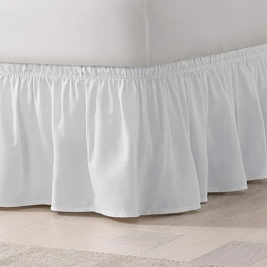 Home Picks Elastic Wrap Around Bed Skirt, Easy On/Off Dust Ruffle (18-Inch Drop)