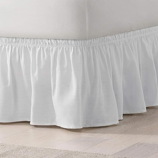 Home Picks Elastic Wrap Around Bed Skirt, Easy On/Off Dust Ruffle (18-Inch Drop)