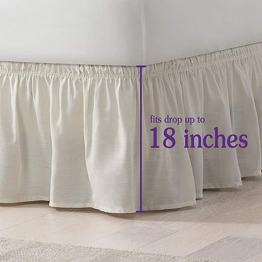 Home Picks Elastic Wrap Around Bed Skirt, Easy On/Off Dust Ruffle (18-Inch Drop)
