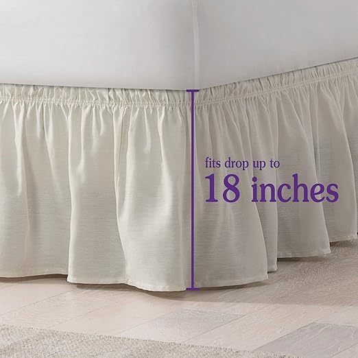 Home Picks Elastic Wrap Around Bed Skirt, Easy On/Off Dust Ruffle (18-Inch Drop)