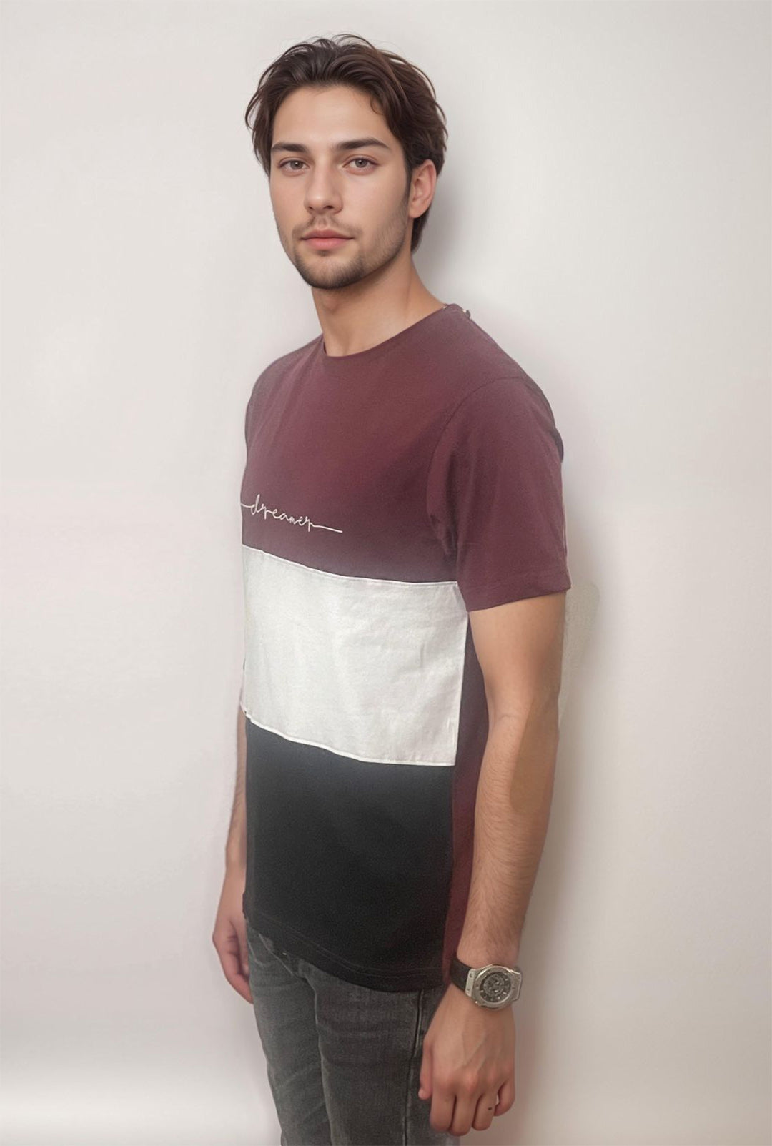 COLOR BLOCK MEN'S OUTFITS CREW NECK TEE