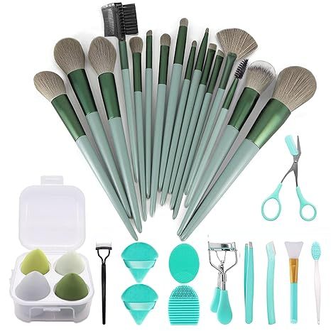 Makeup Brushes 22 Pcs Makeup Kit,Foundation Brush Eyeshadow Brush Make up Brushes Set (Green, 22 Piece Set Large)