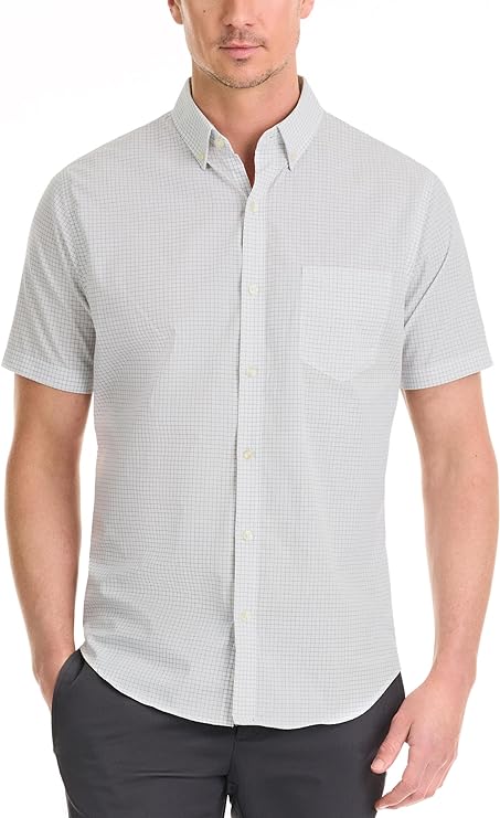 Men's Wrinkle Free Short Sleeve Button Down Check Shirt