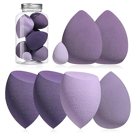 Makeup Sponge Set BS-MALL Blender Sponges 7 Pcs for Liquid, Cream, and Powder, Multi-colored with 1 Mini Makeup Sponge Pink (F-PinkGrey)
