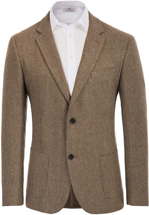 Herringbone Tweed Blazer British Wool Blend Sport Coat Jacket