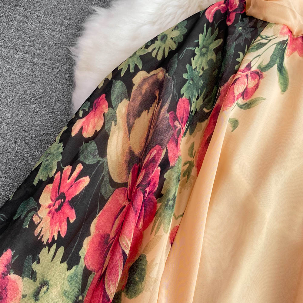 Elegant V-neck Floral Printed Dress