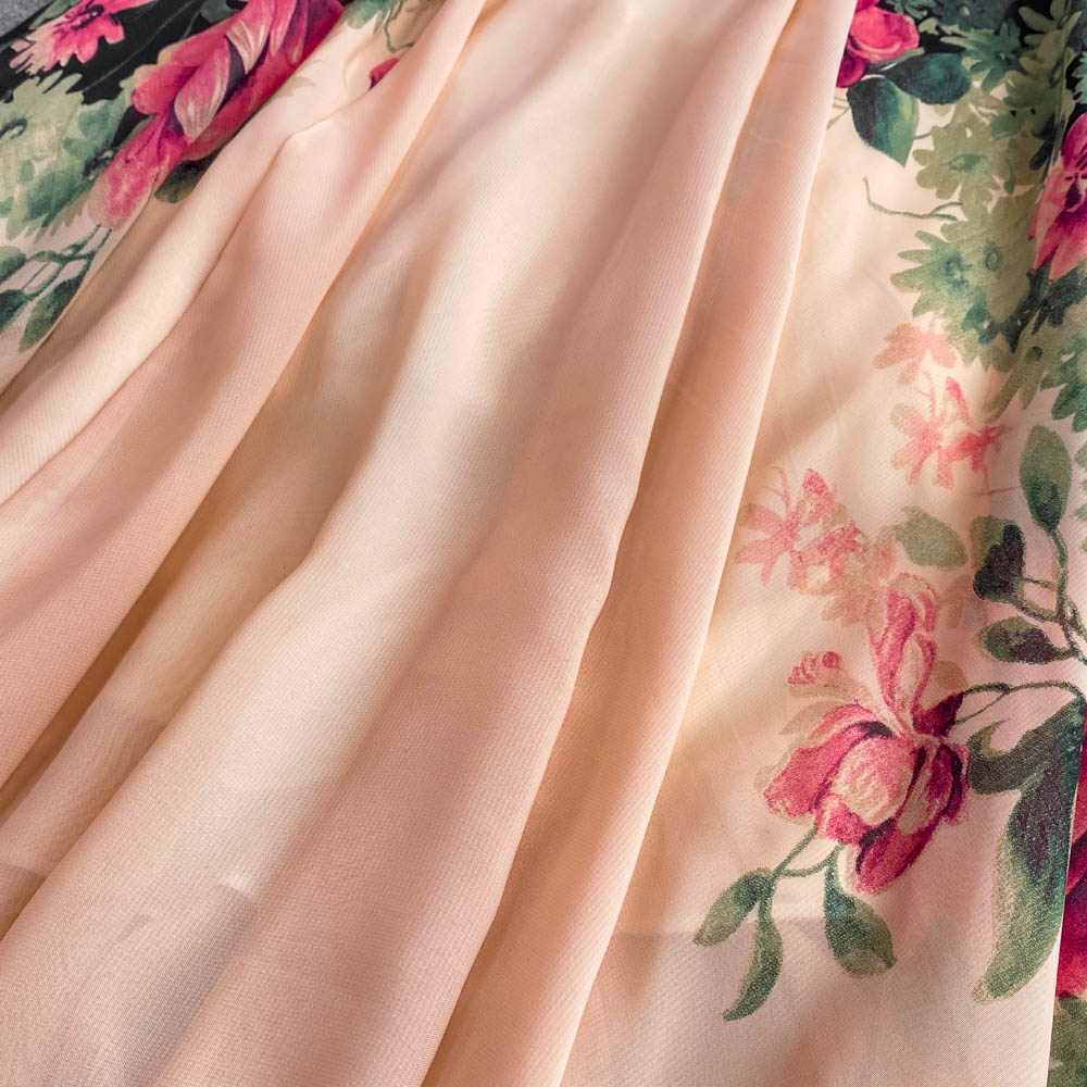 Elegant V-neck Floral Printed Dress