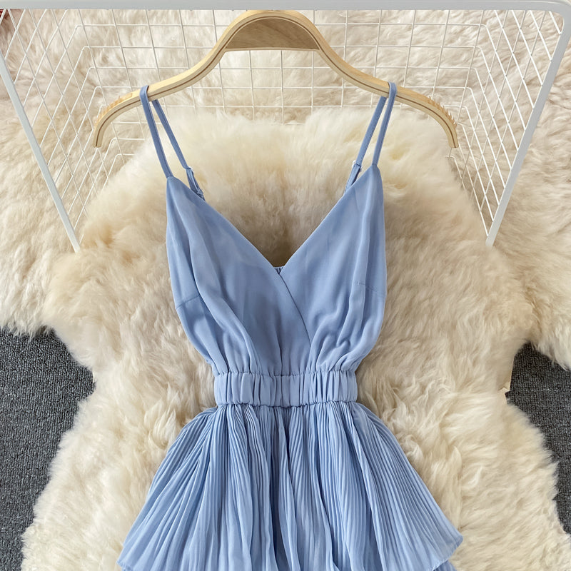 Multicolor Sling Pleated Dress