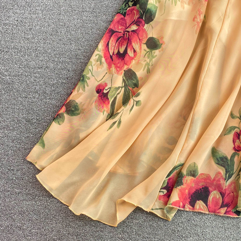 Elegant V-neck Floral Printed Dress