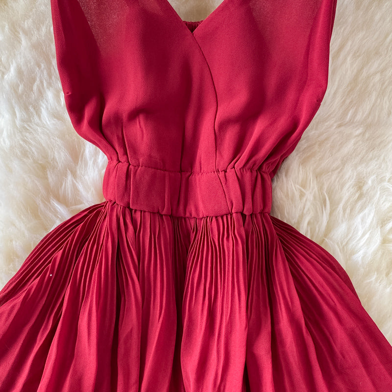 Multicolor Sling Pleated Dress