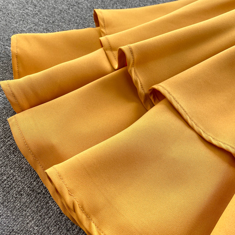 V-neck Halter Double-layer Ruffle Dress