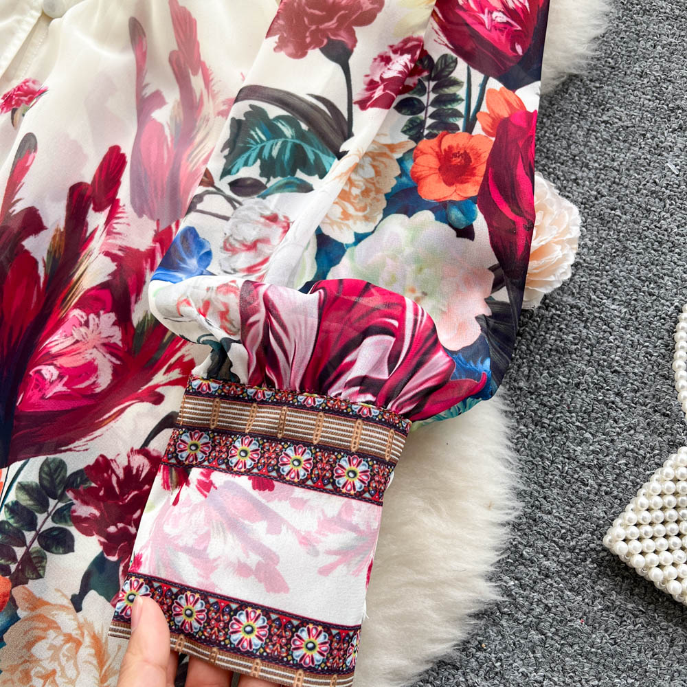 French Style Chiffon Mesh Floral Dress