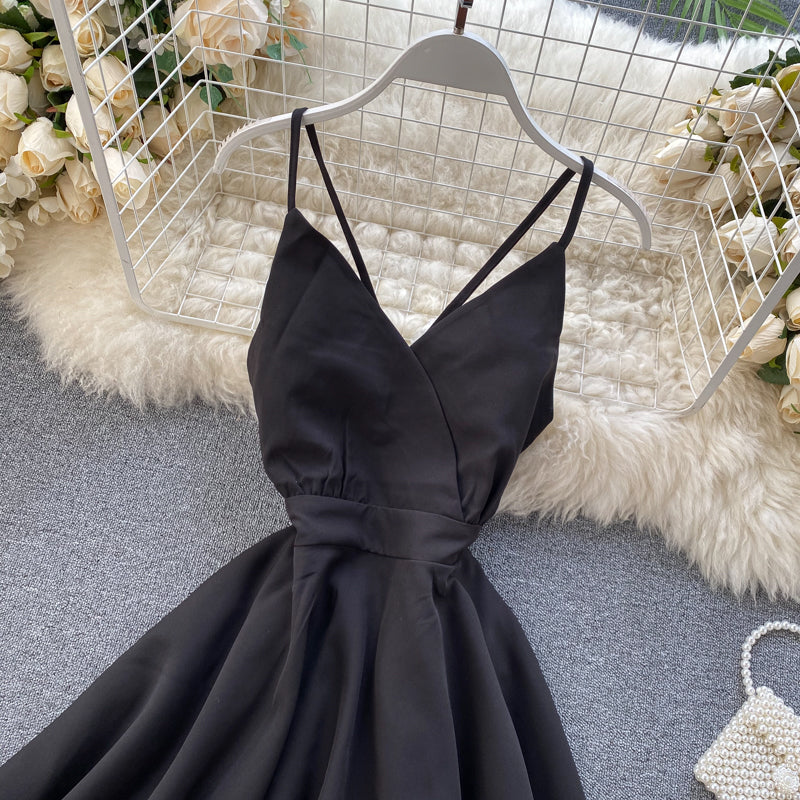 V-neck Halter Double-layer Ruffle Dress