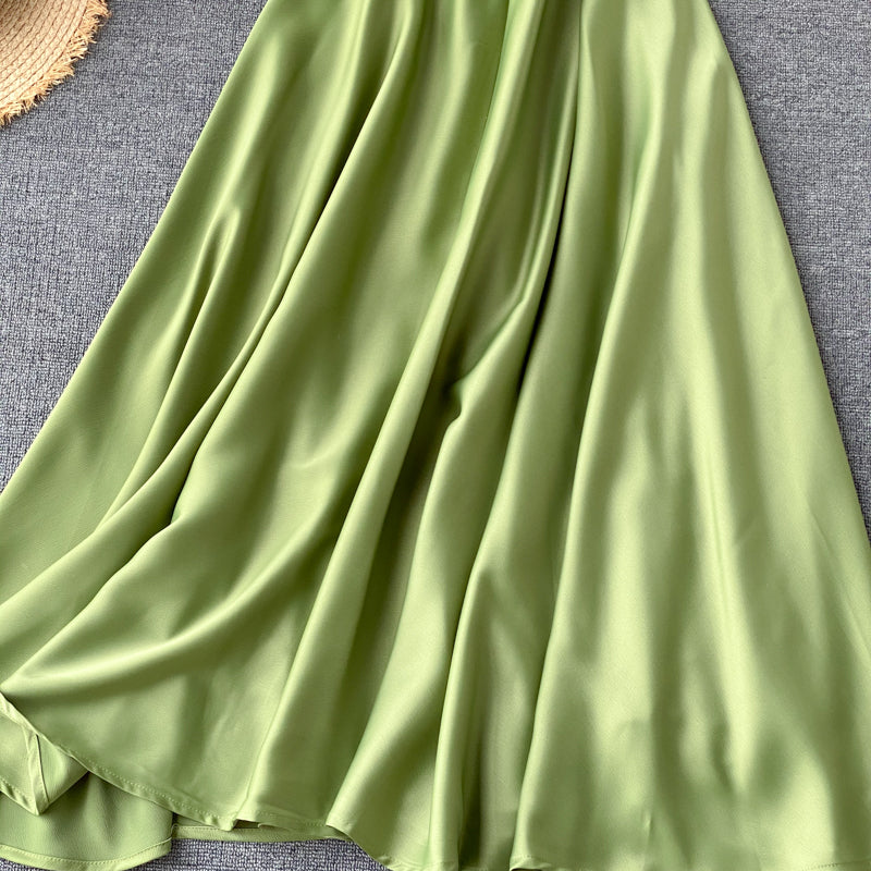 Halter Lace-up Waist Slip Dress