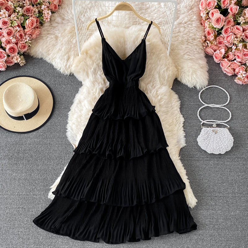 Multicolor Sling Pleated Dress