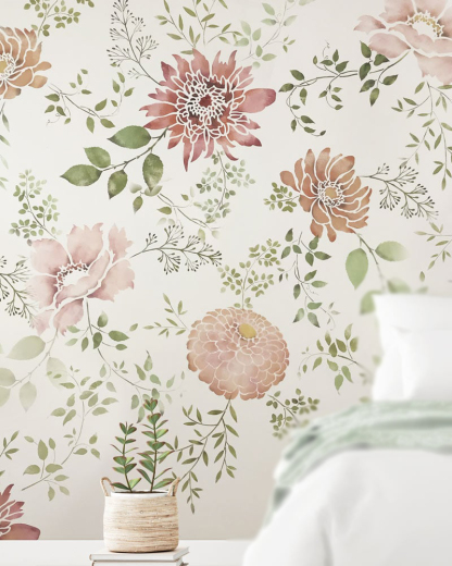 Blooming Peonies Wall Stencil