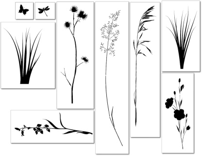 Meadow Mural Stencil For Walls-（ 9 pcs）