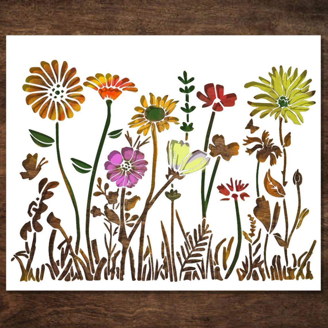 Wildflower Bouquet Wall Stencil