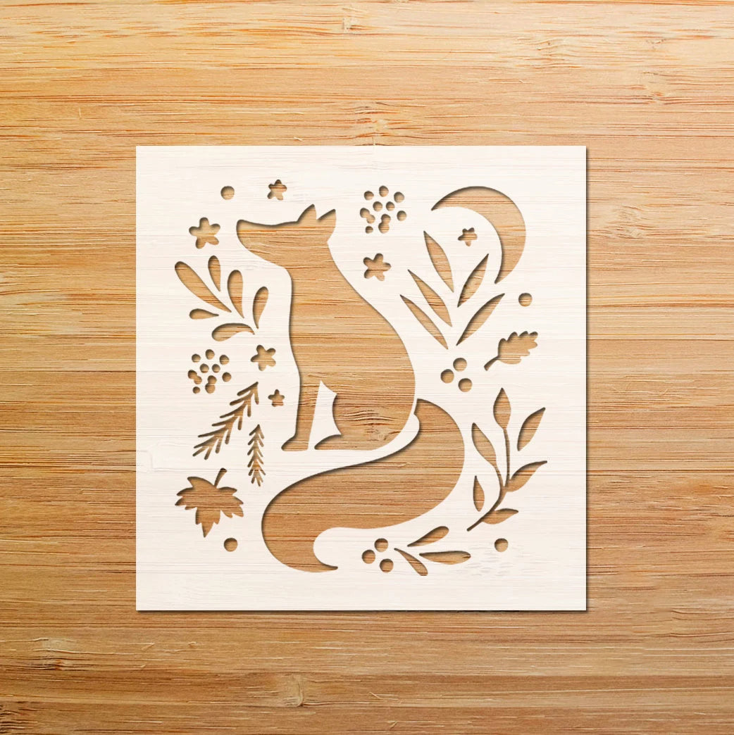Flower And Fox Stencil